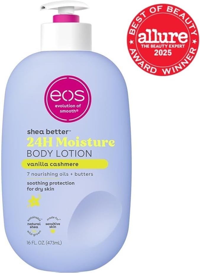 إي أو اس لوشن الجسم eos Shea Better - الفانيليا الكشمير، العناية بالبشرة المرطبة على مدار 24 ساعة، خفيف الوزن وغير دهني، مصنوع من الشيا الطبيعية، نباتي، 16 أونصة سائلة - Image 2