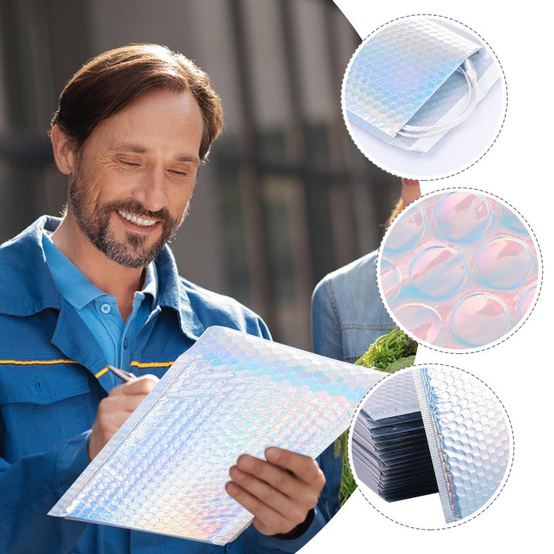 Holographic Aluminum Foil Bubble Pouch 18x23cm Shockproof Courier Shipping Packaging Bags 25 Pieces - Image 5