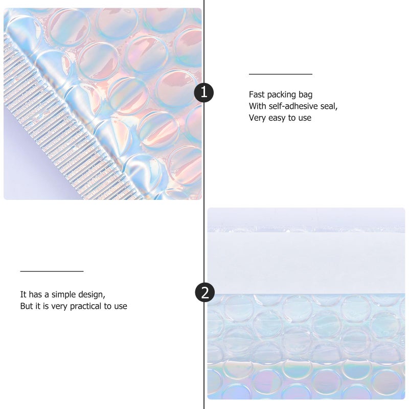 Holographic Aluminum Foil Bubble Pouch 18x23cm Shockproof Courier Shipping Packaging Bags 25 Pieces - Image 4
