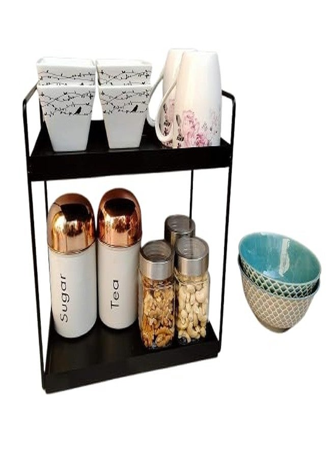 Mega choice 2-Tier Metal Multipurpose Rack – Spice Rack, Bathroom Countertop Organizer, Kitchen Shelf Corner Stand, Storage Stand –Versatile Standing Organizer for Home Use - Image 2