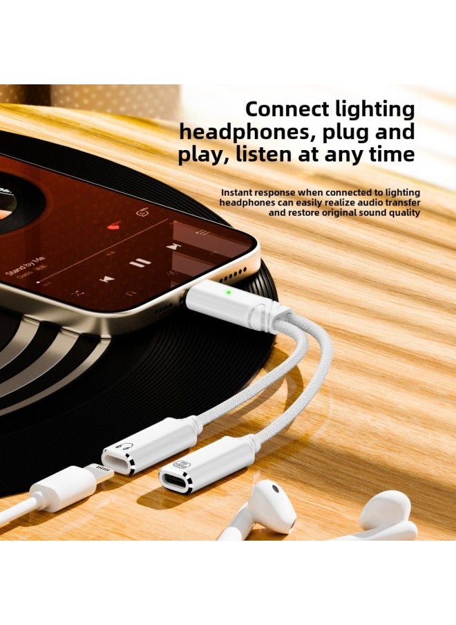Generic - Suitable For Apple Lightning Headset To Typec Headset To Listen To Songs Plus Power Supply PD Fast Charging Support Cracked Version-Color:Audio 204cl-100t Gray (c Female + L Female) - Image 1