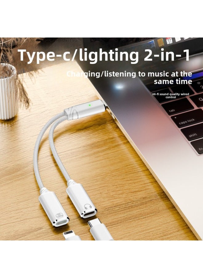 Generic - Suitable For Apple Lightning Headset To Typec Headset To Listen To Songs Plus Power Supply PD Fast Charging Support Cracked Version-Color:Audio 204cl-100t Gray (c Female + L Female) - Image 1