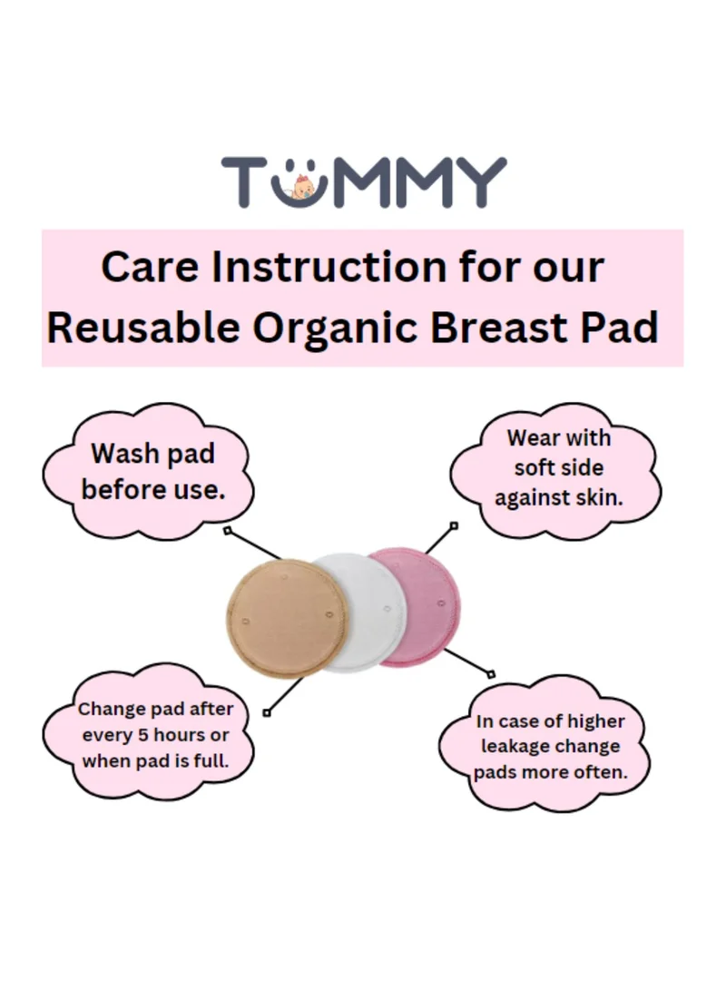 TUMMY TUMMY Organic Cotton Reusable Maternity And Nursing Pads Nipple Covers Moms - Pack of 12