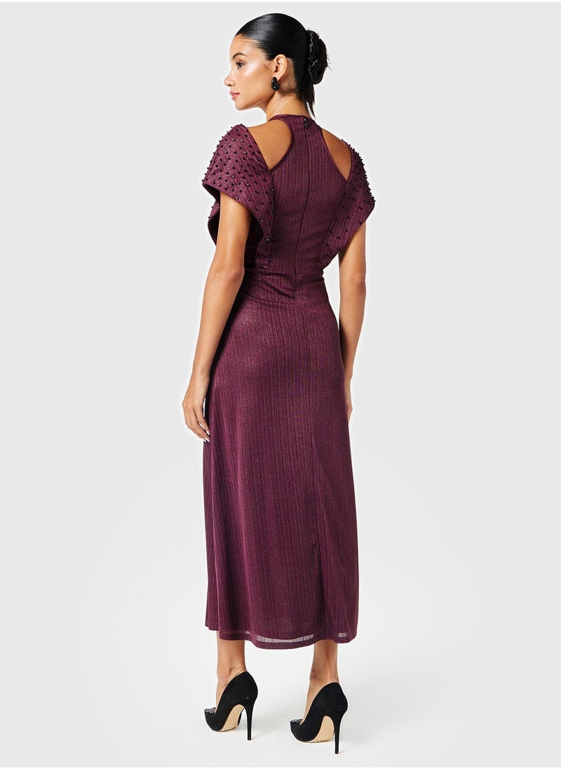 Threadz by Ajooni Embellished Plum Dress - Image 4