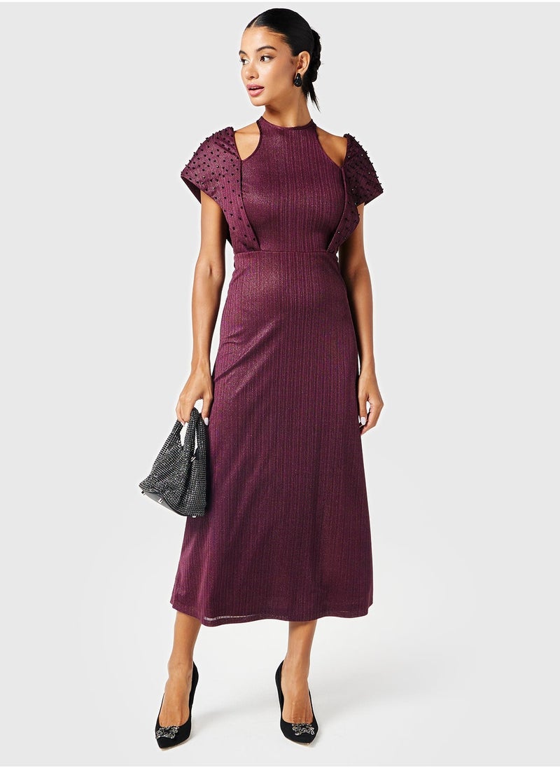 Threadz by Ajooni Embellished Plum Dress - Image 1