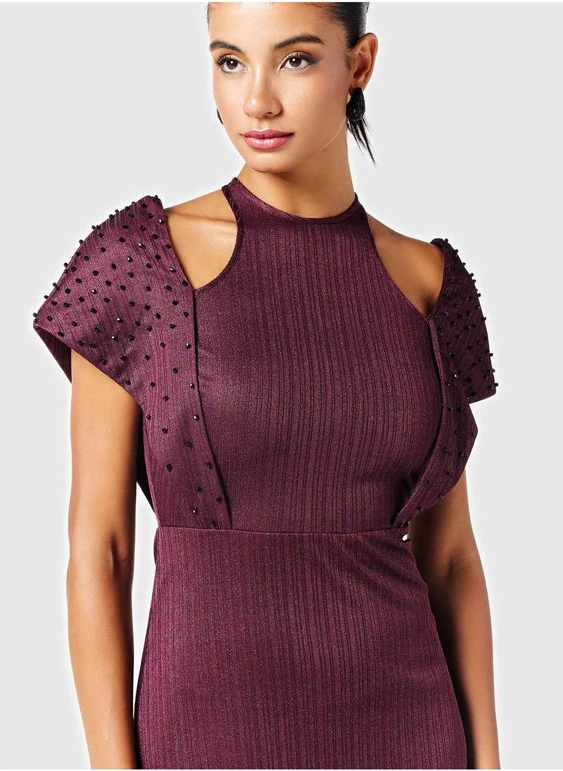 Threadz by Ajooni Embellished Plum Dress