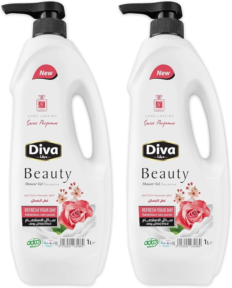 Diva Beauty Shower Gel 1 Liter (Pack of 2)