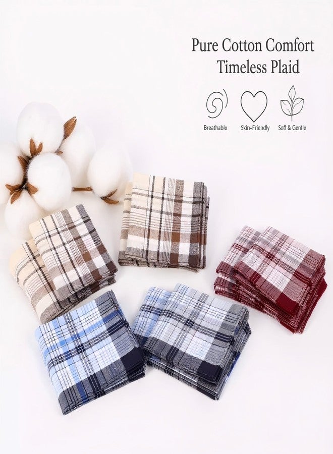 ZGZUN 12 Pack Men's Handkerchiefs Cotton Handkerchief for Men Classic Assorted 16 Inch Large Mens Pocket Square Hankies Gents Hankerchieves with Check - Image 4