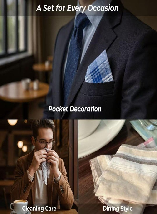 ZGZUN 12 Pack Men's Handkerchiefs Cotton Handkerchief for Men Classic Assorted 16 Inch Large Mens Pocket Square Hankies Gents Hankerchieves with Check - Image 5