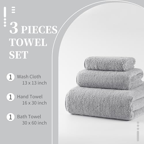 MICROFI New Microfiber Bath Towel Set, 3 Piece, Oversize, Quick Dry, Lint Free, Includes Body, Hand and Face Towels - Image 3