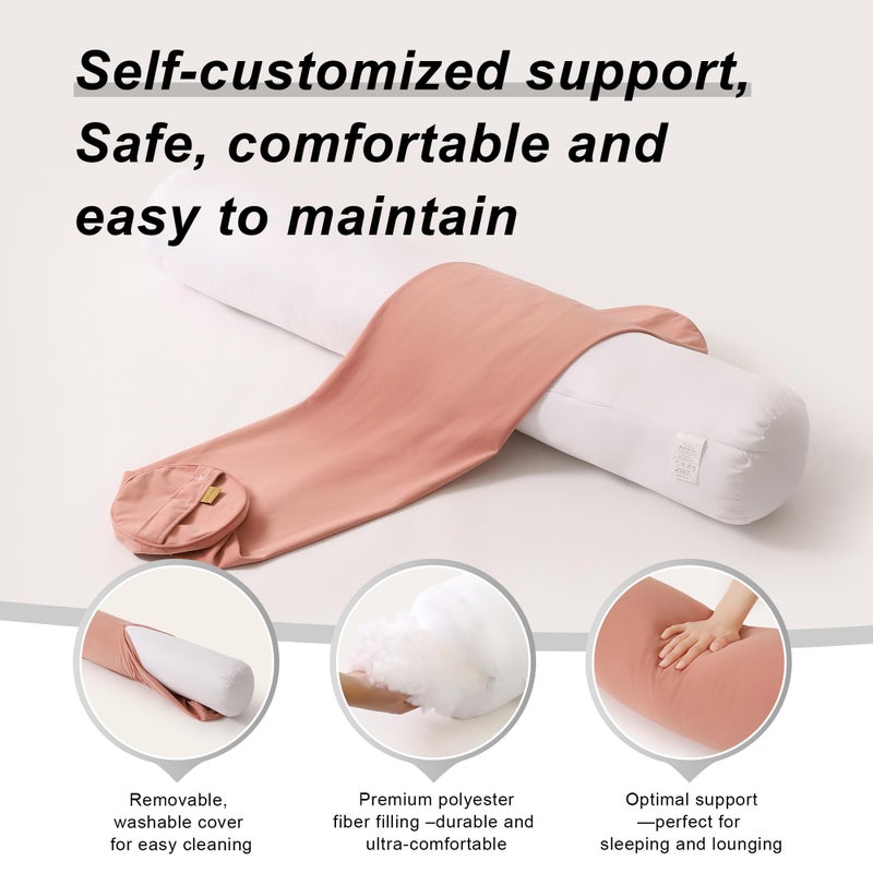 Ailuteie Body Pillow for Adults,Long Round Pillow,Big Cylindrical Pillow,Large Full Bolster Pillows for Side Sleepers (Blush Pink, 47.24"*7.87") - Image 4
