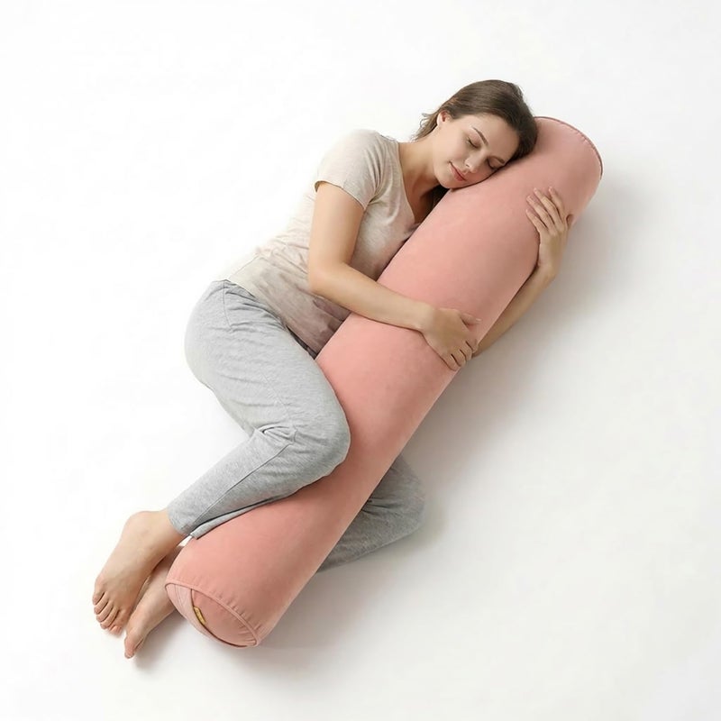 Ailuteie Body Pillow for Adults,Long Round Pillow,Big Cylindrical Pillow,Large Full Bolster Pillows for Side Sleepers (Blush Pink, 47.24"*7.87") - Image 1