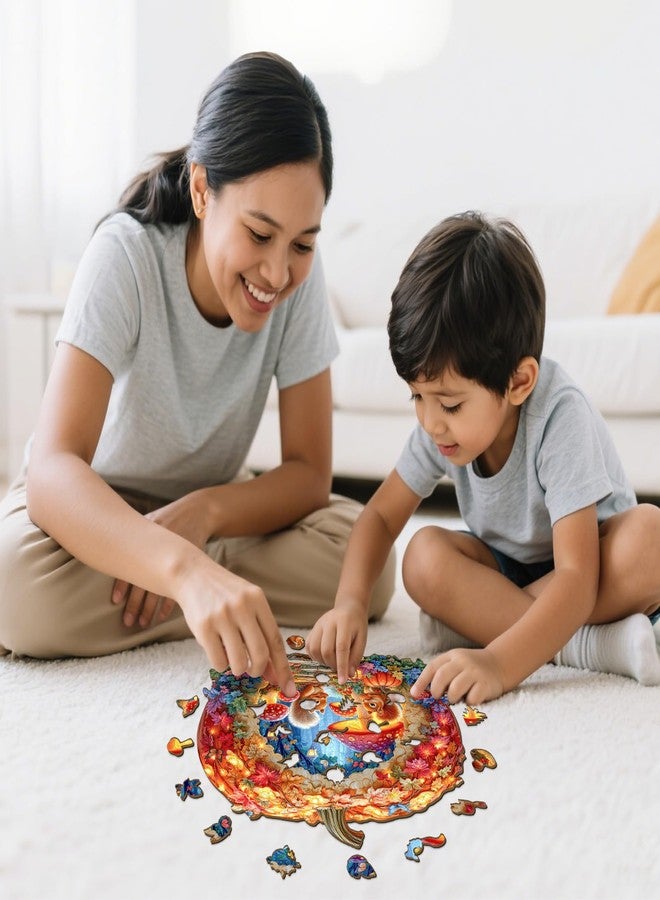 AEEKDOOK Wooden Puzzles for Adults - Pumpkin Forest Wood Puzzles Adult - Unique Animal Shape Wooden Jigsaw Puzzles for Adults - Birthday Gifts Puzzle Lovers, Family (10.6 * 11.4in -200 pcs) - Image 3