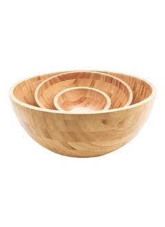Bien Servi Durable Easy Cleaning Round Shaped Bamboo Salad Bowl Brown 13 x 28 x 28 cm G15-SQ072 