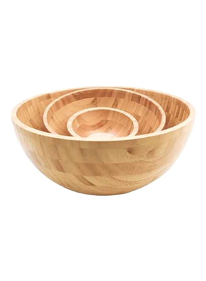 Bien Servi Durable Easy Cleaning Round Shaped Bamboo Salad Bowl Brown 13 x 28 x 28 cm G15-SQ072