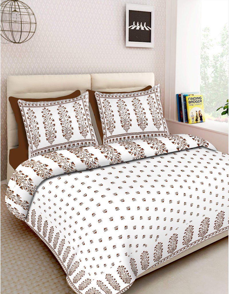 BedZone Rajasthani Tradional 100% Cotton Double Super King Size Double Bedsheet with 2 Pillow Covers, 240 TC, Size 108 inch by 100 inch (Multi) - Image 1