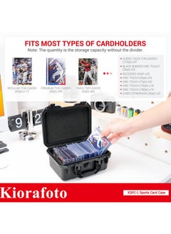 Kiorafoto صندوق تخزين علوي، حافظة صلبة مقاومة للماء بدرجة Ip67 لأكثر من 100 حامل علوي مقاس 3 × 4 بوصات 35 نقطة أو أكثر من 20 حامل بطاقة مغناطيسي، منظم بطاقات رياضية تجارية مع مقسمات متحركة وتصميم مضاد للضياع وملصقات  - Image 3