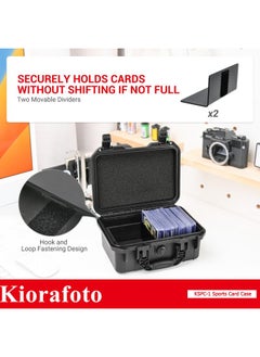 Kiorafoto صندوق تخزين علوي، حافظة صلبة مقاومة للماء بدرجة Ip67 لأكثر من 100 حامل علوي مقاس 3 × 4 بوصات 35 نقطة أو أكثر من 20 حامل بطاقة مغناطيسي، منظم بطاقات رياضية تجارية مع مقسمات متحركة وتصميم مضاد للضياع وملصقات  - Image 5