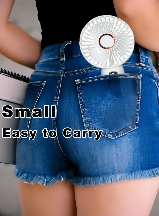 JISULIFE Portable Handheld Fan-5 Gear Mini Fan Rechargeable-Handheld/Desk stand 2 in 1 Usb Fan-Digital Display Silent Fan with Base-Long Endurance Picnic/Work/Table/Shopping Fan (White) - Image 5