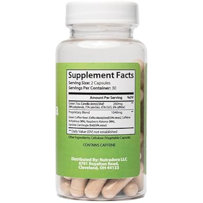 Nutradora Green Tea Extract Capsules with EGCG and Green Coffee Bean Extract - Organic Herbal Supplement with Digestion Support for Women and Men, Vegan, 60 Pills - Image 2