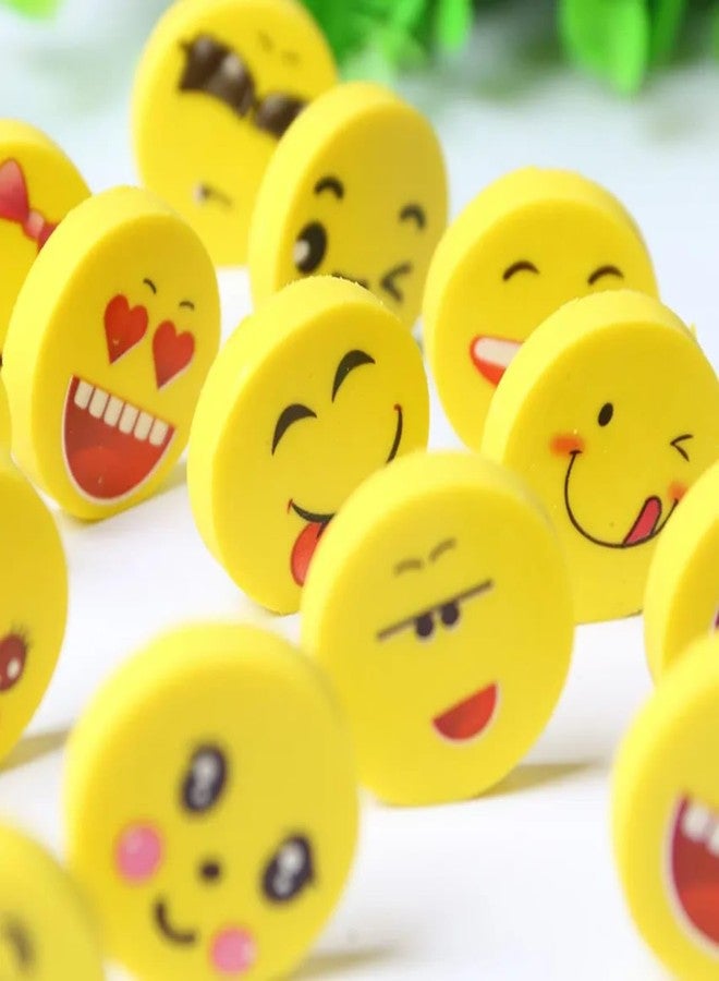 VTL Smiley Face Erasers for Kids & Students | Cute Emoji Pencil Erasers for School, Drawing & Return Gifts | Soft Non-Toxic Rubber Erasers | Assorted Designs | Pack of 24 - Image 3