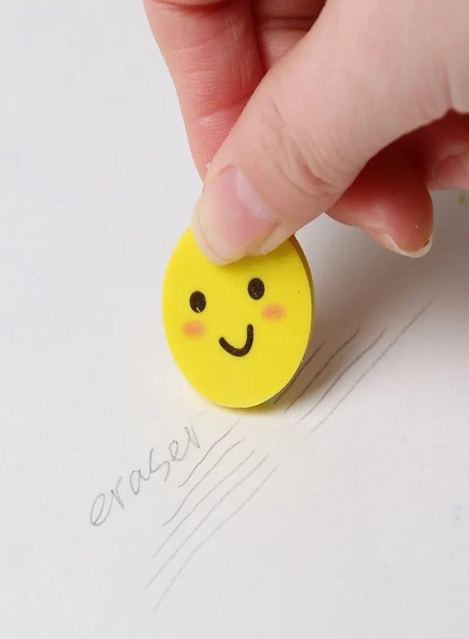 VTL Smiley Face Erasers for Kids & Students | Cute Emoji Pencil Erasers for School, Drawing & Return Gifts | Soft Non-Toxic Rubber Erasers | Assorted Designs | Pack of 24 - Image 4