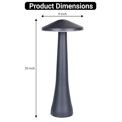 GIGAWATTS Mushroom 20 Outdoor Garden Light – 12W Integrated Light 101% Rust & Waterproof Die-Casting Aluminum, Polycarbonate Grey Exterior Fixture Lamp for Garden, Boundary, Street & Home Entrance - Image 3