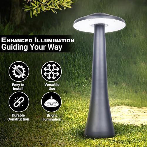 GIGAWATTS Mushroom 20 Outdoor Garden Light – 12W Integrated Light 101% Rust & Waterproof Die-Casting Aluminum, Polycarbonate Grey Exterior Fixture Lamp for Garden, Boundary, Street & Home Entrance - Image 4