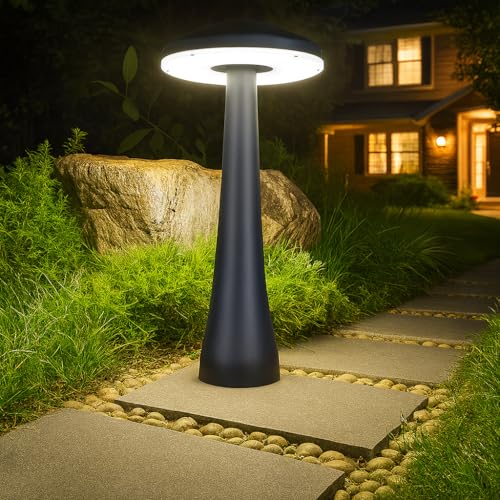 GIGAWATTS Mushroom 20 Outdoor Garden Light – 12W Integrated Light 101% Rust & Waterproof Die-Casting Aluminum, Polycarbonate Grey Exterior Fixture Lamp for Garden, Boundary, Street & Home Entrance - Image 1