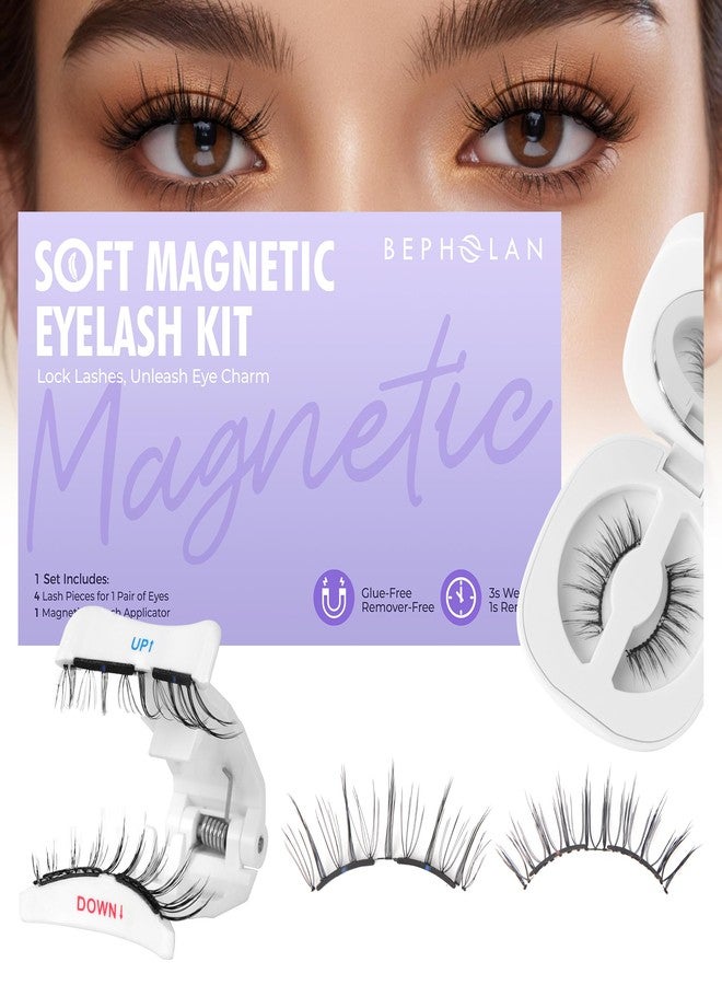 Bepholan Soft Magnetic Lashes with Applicator,No Glue Needed Reusable Soft Magnetic Eyelashes Natural Look Easy to Wear and Remove Waterproof Cruelty-free False Lashes（RC001） - Image 1