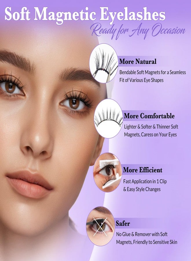 Bepholan Soft Magnetic Lashes with Applicator,No Glue Needed Reusable Soft Magnetic Eyelashes Natural Look Easy to Wear and Remove Waterproof Cruelty-free False Lashes（RC001） - Image 3