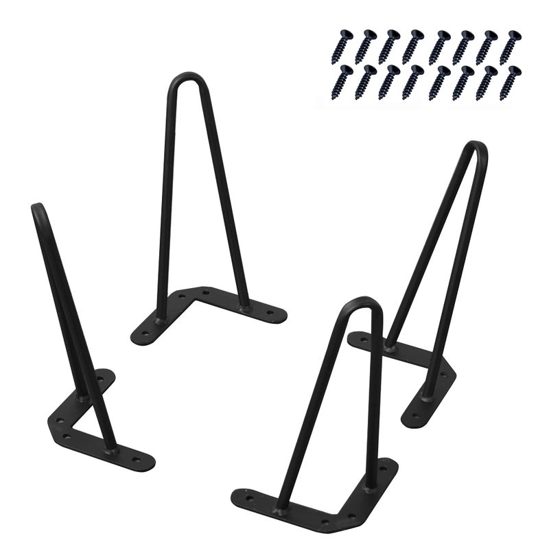 Home Soft Things Hairpin Metal Table Legs 10 Inch Legs for Furniture Coffee Bench Dining End Industrial Table Desk Set of 4 with Black Screws, 10" - Image 2