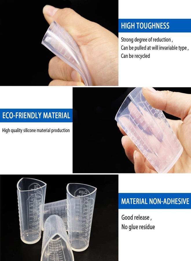 Modixun 4Pcs Silicone Resin Measuring Cups, Thick Silicone Mixing Pouring Cups with 3 Measurement Units, Non-Stick Silicone Mixing Cups for Epoxy Resin, 50ml - Image 4