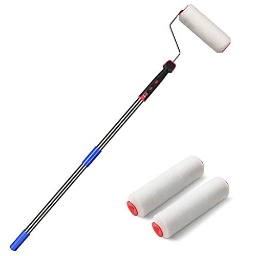 FLY HAWK Paint Roller,4 FT Brush kit Multi-Function Paint Roller kit with House Paint Roller Brush Stainless Steel Pole, New Splicing Rod, Mural Brush for Walls and Ceiling (White) (4 FT) - Image 1