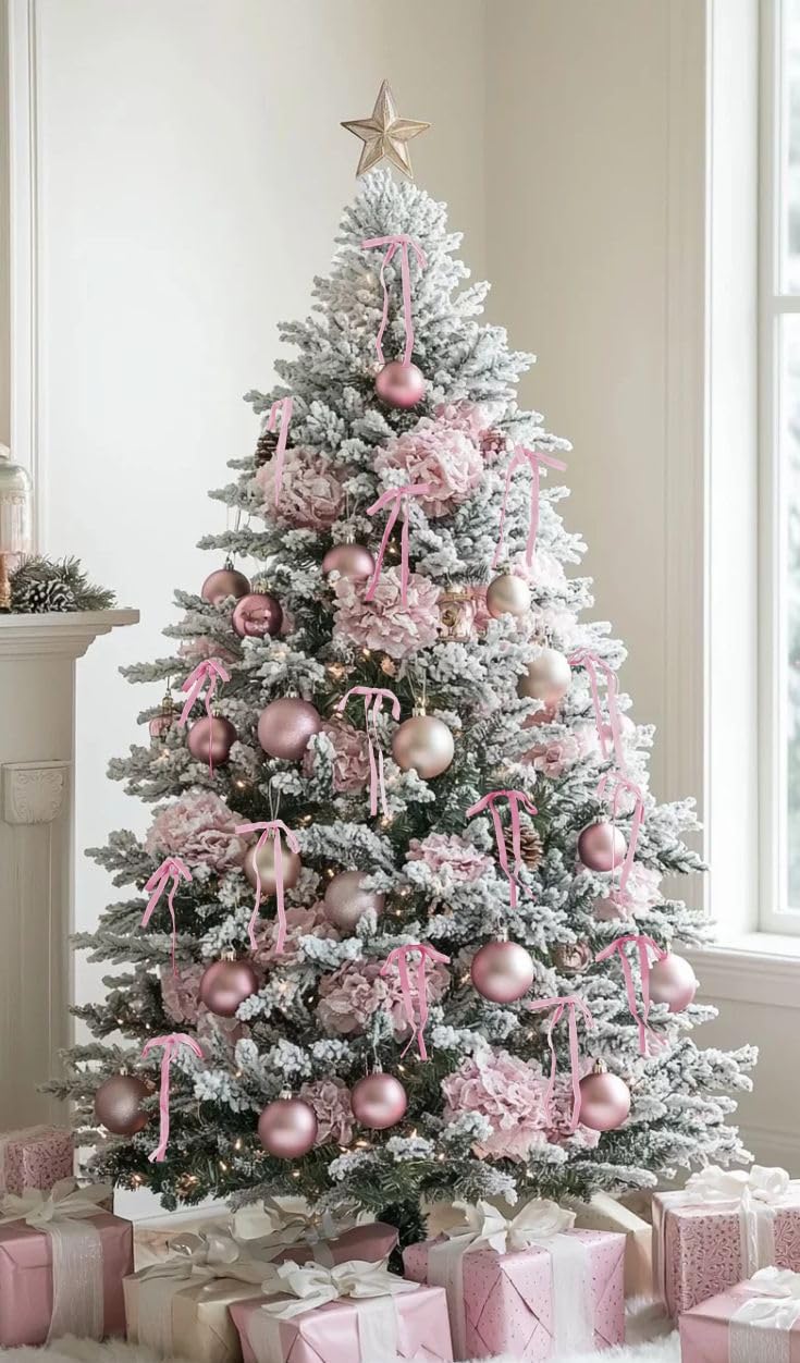 Utehilly Pink Vintage Velvet Bows Decorations Small Ornaments for Christmas Tree, Garland, Wreath, Door, Outdoor (24 Pcs, 5 * 7 Inch) - Image 5