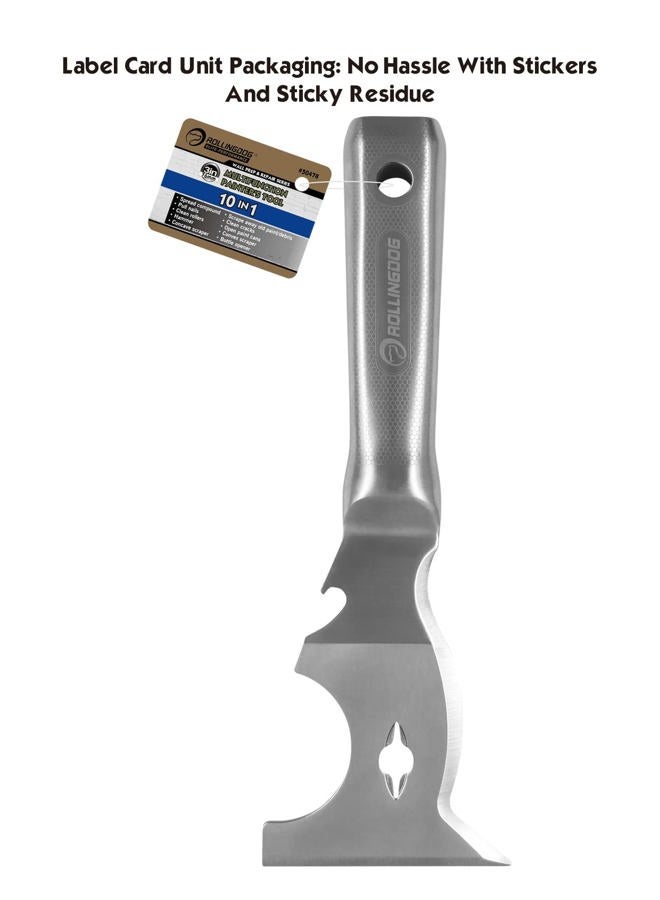 Rollingdog 3 inch 10 in 1 Multifunction Painter's Tool - 420 Stainless Steel Mirror Polished One Piece Blade And Laser Engraved Handle - Image 5