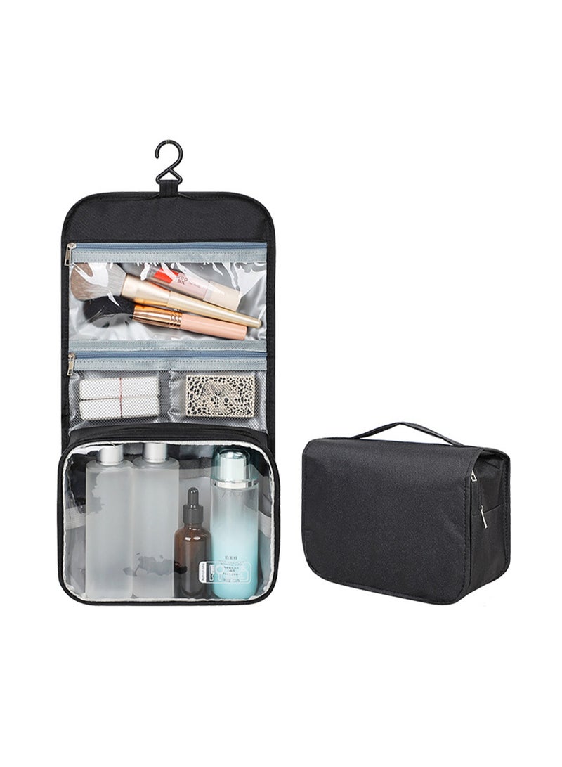 Hangable Toiletry Bag, Men'S And Women'S Business Dry And Wet Separation Bag, Travel Toiletry Storage Bag, Washing And Care Set Storage -Pvc Window Hook Toiletry Bag (Black) - Image 1