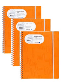 Foldermate 3-Piece A4 Size Spiral Subject Notebook With Elastic Closure Brown Cover  - Image 1