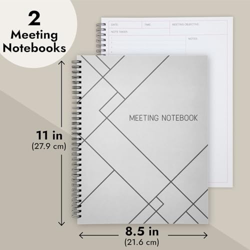 Juvale Meeting Notebook for Work - Spiral-Bound Planner Notebook for Work Planner & Office Supplies - Agenda & To Do List Notepad - 11 x 8.5 In, White, Pack of 2 - Image 5