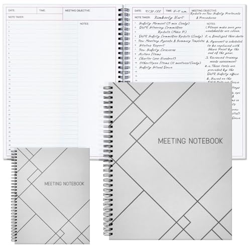 Juvale Meeting Notebook for Work - Spiral-Bound Planner Notebook for Work Planner & Office Supplies - Agenda & To Do List Notepad - 11 x 8.5 In, White, Pack of 2 - Image 2