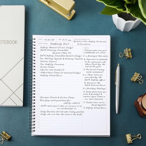 Juvale Meeting Notebook for Work - Spiral-Bound Planner Notebook for Work Planner & Office Supplies - Agenda & To Do List Notepad - 11 x 8.5 In, White, Pack of 2 - Image 4