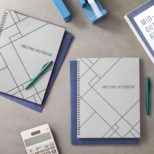 Juvale Meeting Notebook for Work - Spiral-Bound Planner Notebook for Work Planner & Office Supplies - Agenda & To Do List Notepad - 11 x 8.5 In, White, Pack of 2 - Image 3