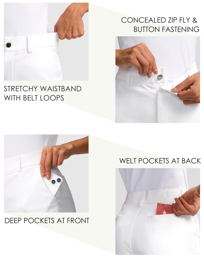 SANTINY Women's 5" Golf Shorts with Pockets Quick Dry Stretch Work Outdoor Hiking Shorts for Women Casual Summer (White_L) - Image 4