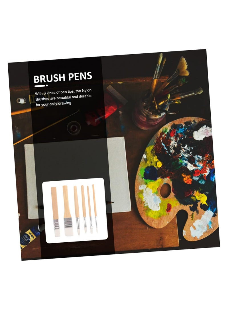 MALA 6pcs Nylon Paintbrush Set for Oil Watercolor and Painting Multi-use Art Tools for Students and Artists Lightweight and Portable for Outdoor Sketching - Image 5