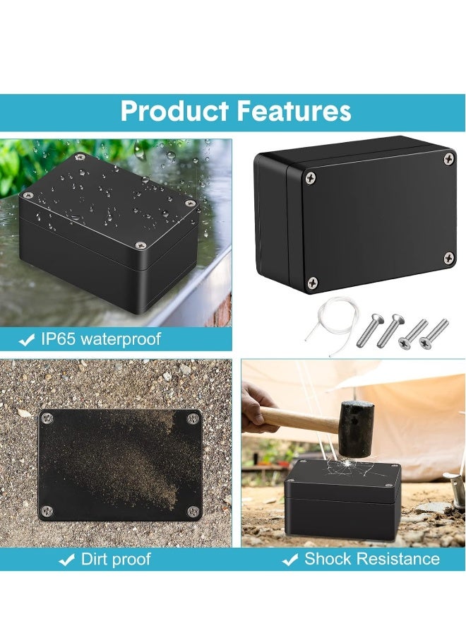 4 Pieces Plastic Junction Box Waterproof Project Box Electrical Box Electrical Enclosure Box Outdoor Electrical Project Case Black 3.94 x 2.68 x 1.97 Inches for Outdoor Use - Image 3