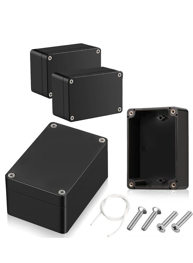 4 Pieces Plastic Junction Box Waterproof Project Box Electrical Box Electrical Enclosure Box Outdoor Electrical Project Case Black 3.94 x 2.68 x 1.97 Inches for Outdoor Use - Image 1