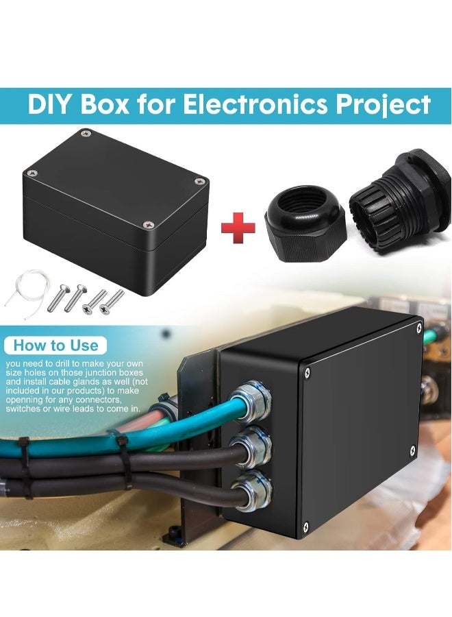 4 Pieces Plastic Junction Box Waterproof Project Box Electrical Box Electrical Enclosure Box Outdoor Electrical Project Case Black 3.94 x 2.68 x 1.97 Inches for Outdoor Use - Image 2
