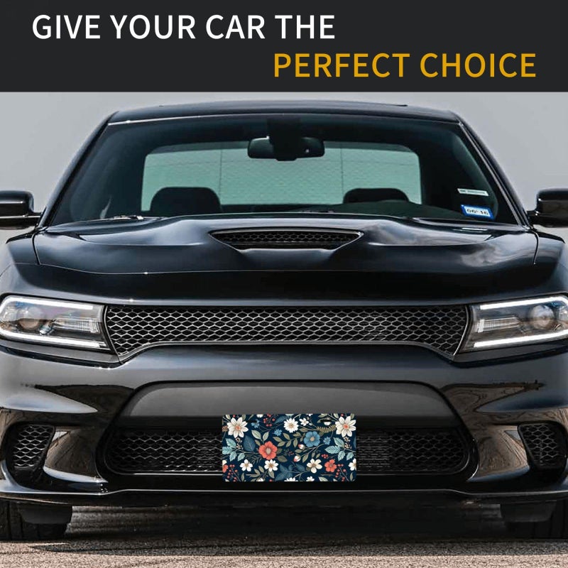 CTVSLFU Front License Plate Cover â€“ Aluminum Metal Car Accessory, Rust-Proof Novelty Vanity Tag Decor for Men & Women, 6x12 with 4 Holes - 047 Vintage Flowers - Image 5