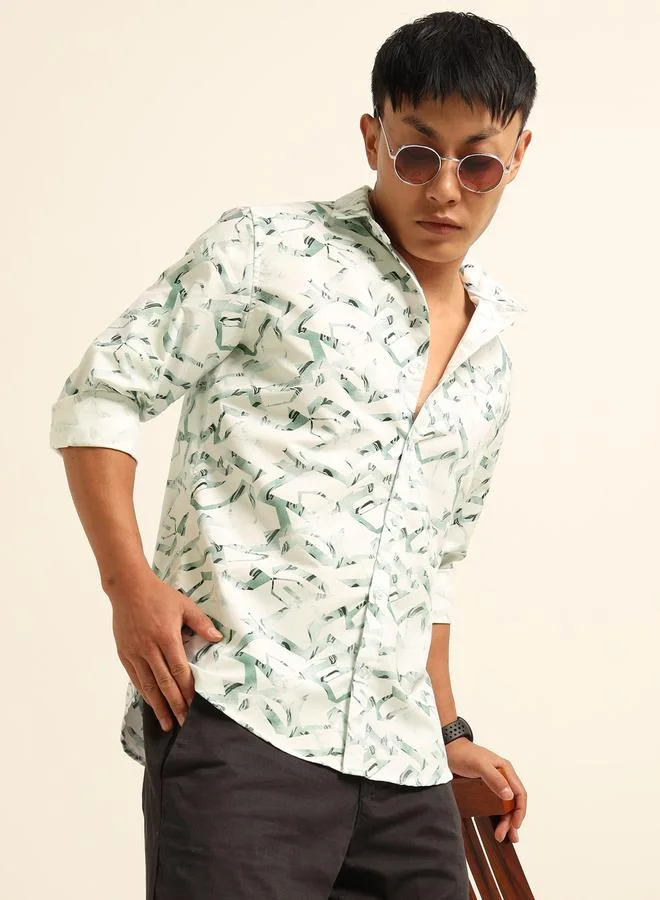 بوشيرت قميص كاجوال مطبع بالكامل