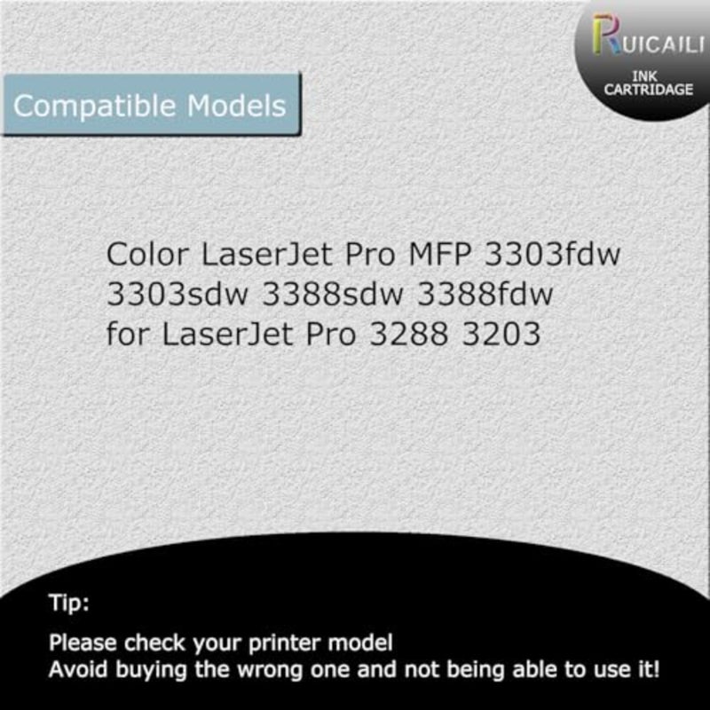 خرطوشة حبر بديلة لطابعات HP Color LaserJet Pro MFP 3303fdw/3303sdw/3388sdw/3388fdw وLaserJet Pro 3288/3203؛ متوافق مع 222A/W2220A/W2221A/W2222A/W2223A ؛ بك/ج/م/ص؛ 4 عبوات - Image 2